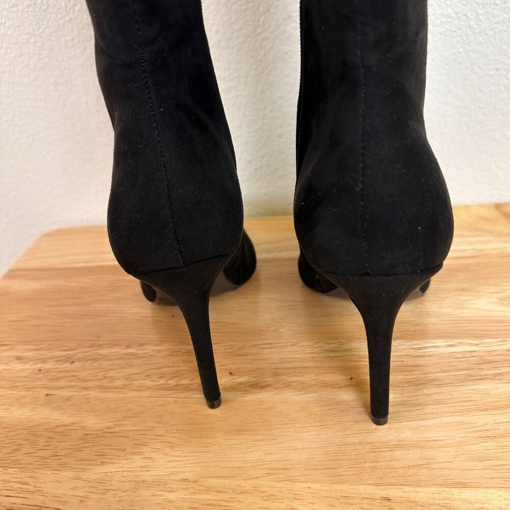 INC international Concept Size 9.5  Below Knee 4" Faux Suede Boots Black - Picture 8 of 16